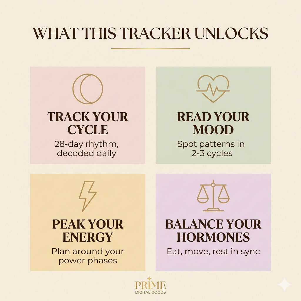 Hormone Cycle Tracker | Premium Digital Planner for Cycle Syncing, Hormone Balance & Women's Wellness | Excel + Google Sheets + PDF Bundle